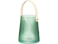 Üveg fogantyús lámpa gyertyához, 130x155mm, zöld
