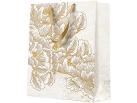 Ajándéktasak 200x100x250 mm Vintage arany sziromminta/prémium