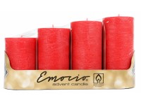 Emocio Stupně 4ks 50 mm Rustikální červené svíčky