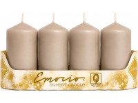 Emocio Válec 4ks 50x90mm metal mat šedobéžová, svíčky
