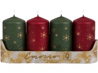 Emocio Válec 4ks 50x90 mm Vločky bordó-tm. zelené mix, svíčky